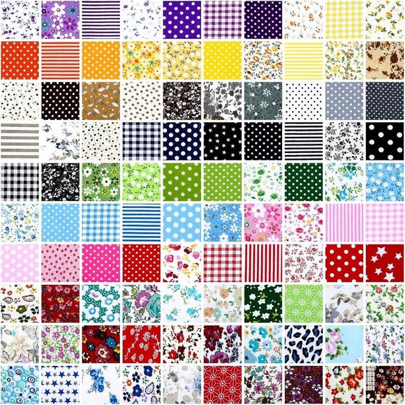 100 pcs Floral Cotton Fabric Squares for Quilting and DIY Crafting, 10x10 inch p - Picture 6 of 6